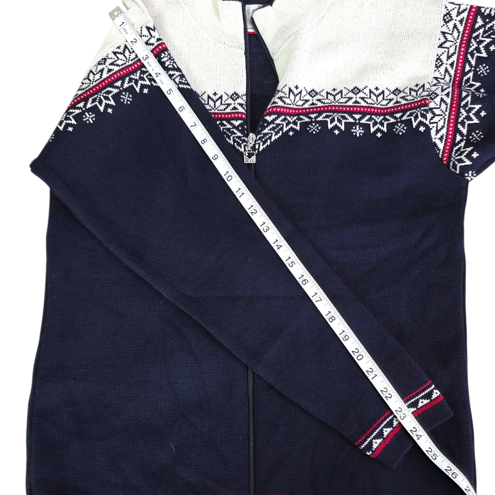 Dale Of Norway Vintage Navy and White High Quality Merino Wool Zip-Up Sweater S - Picture 12 of 12